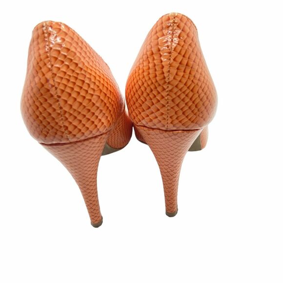 Steve Madden Stiletto Heels Women's P-Ronni Orange Snakeskin Slip On Pump Size 8 - Picture 4 of 16
